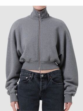 Agolde Cropped Zip-Up Sweatshirt - Gray